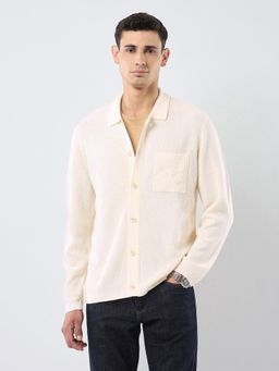 U.S. POLO ASSN. - Men White Collar Neck Regular Fit Sweater