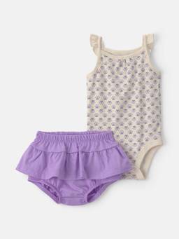 Carter's - Infant Girls Bodysuit & Bloomer Set - Purple/Ivory