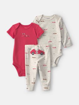 Carter's - Infant Boys Race Car Bodysuit & Joggers Set - Grey/Red