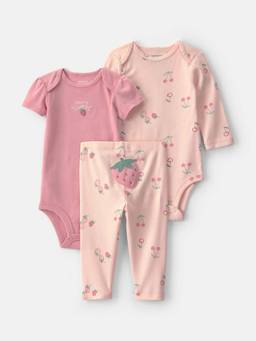 Carter's - Infant Girls Strawberry Bodysuit & Joggers Set - Pink