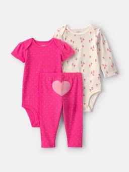 Carter's - Infant Girls Heart Bodysuit & Pant Set - Pink/Ivory