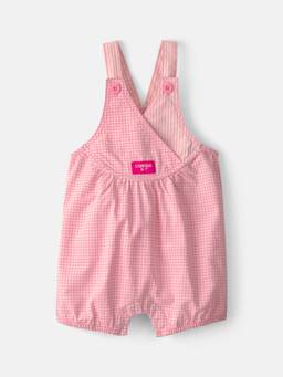 Oshkosh B'gosh - Infant Girls Gingham Dungaree - Pink