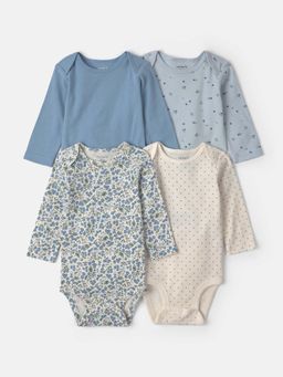 Carter's - Infant Girls Blueberry Floral Long-Sleeve Bodysuits - Blue (Pack of 4)