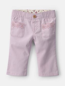 Oshkosh B'gosh - Infant Girls Straight-Leg Scalloped Pocket Pants - Purple