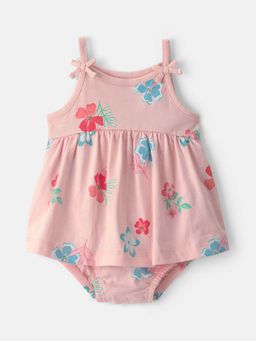 Carter's - Infant Girls Floral Sleeveless Bodysuit Dress - Pink
