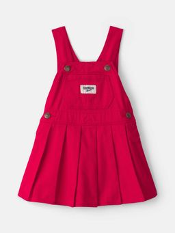 Oshkosh B'gosh - Infant Girls Pleated Dungaree - Red