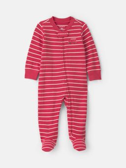 Carter's - Infant Boys Firetruck Striped Snug Fit Sleep & Play Sleepsuit - Red