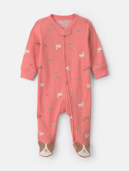 Carter's - Infant Girls Dog Foot Art Snug Fit Sleep & Play Sleepsuit - Pink