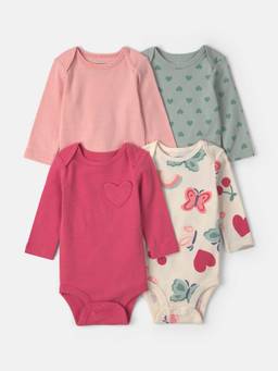 Carter's - Infant Girls Heart Butterfly Long-Sleeve Bodysuits (Pack of 4)