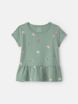 Carter's - Toddler Girls Butterfly Relaxed Peplum Top - Green