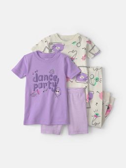Carter's - Toddler Girls Dance Party 100% Cotton Set - Purple/Ivory (Pack of 4)