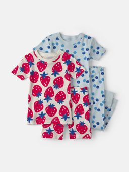 Carter's - Toddler Girls Berries 100% Cotton Set - Red/Blue (Pack of 4)