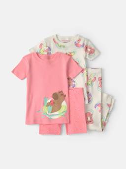 Carter's - Toddler Girls Pool Party 100% Cotton Set - Pink/Ivory (Pack of 4)