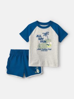 Carter's - Toddler Boys Golf T-Shirt & Short Set - Grey/Blue
