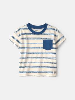 Oshkosh B'gosh - Toddler Boys Stripe Pocket T-Shirt White