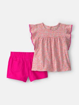 Carter's - Toddler Girls Floral Top & Short Set - Pink