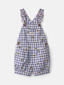 Oshkosh B'gosh - Toddler Girls Sunflower Gingham Dungaree - Blue