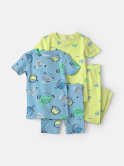 Carter's - Toddler Boys Pufferfish 100% Cotton Set - Blue/Yellow (Pack of 4)