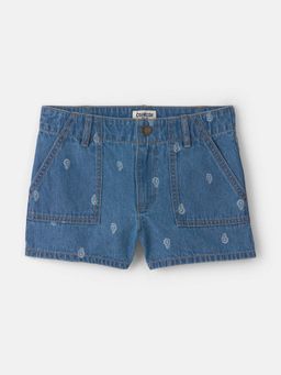 Oshkosh B'gosh - Kids Girls Paisley Denim Shorts - Medium Wash - Blue