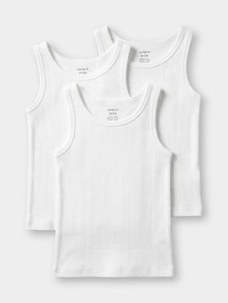 Carter's - Toddler Boy Organic Cotton Plain White Vest (Pack of 3)