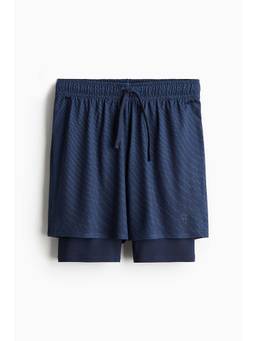H&M - Boys Navy Blue Double-Layered Sports Shorts With Drymove