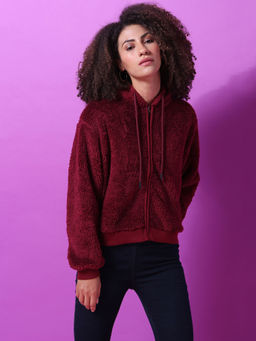 Campus Sutra - Red Women Solid Stylish Casual Sweatshirts