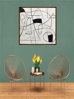The Art House - Abstract Painting Black and Off White (30X30 Inches)