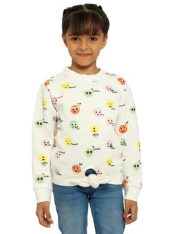Nautinati - Girls White Printed Sweatshirt