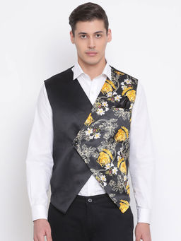Vastramay - Men's Black Silk Blend Nehru Jacket