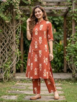 FASHOR - Ikat Boota Printed A-Line Co-Ord Set