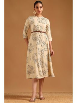 Soch - Women Black Viscose Dress with Botanical