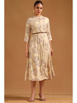 Soch - Women Wine Viscose Dress with Botanical