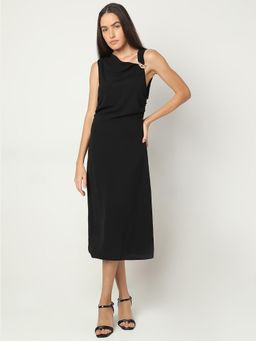VERO MODA - Black Asymmetric Midi Dress