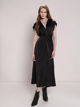 VERO MODA - Black Front Knot Midi Dress