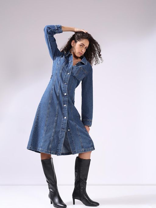 vero moda denim shirt dress Vero Moda - Vmjennie Short Dress - Women - Medium blue denim