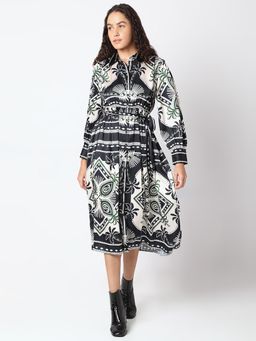 VERO MODA - Black Printed Shirt Dress with Belt (Set of 2)