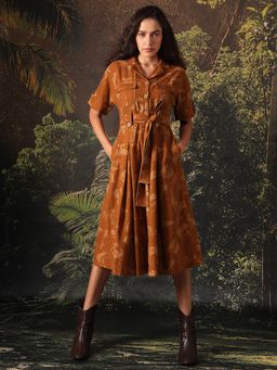 VERO MODA - Disney Brown Printed Midi Dress with Belt (Set of 2)