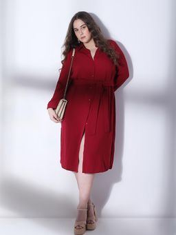 VERO MODA - Curve Red Shirt Dress with Belt (Set of 2)