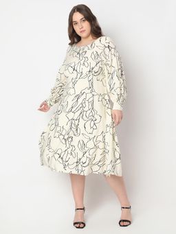 VERO MODA - Curve Off-White Printed Midi Dress