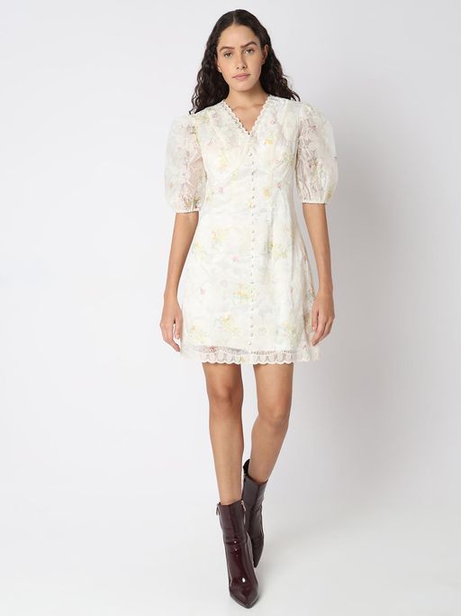 chinese dress ladies White Floral Lace Dress