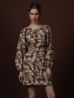 VERO MODA - Gold Floral Jaquard Dress
