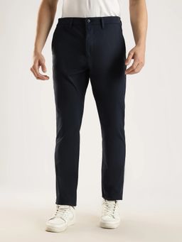 Calvin Klein - Men Navy Blue Polyester Solid Trouser