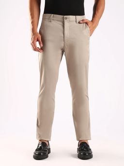 Calvin Klein - Men Beige Cotton Solid Trouser