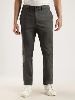 Calvin Klein - Men Grey Cotton Solid Trouser