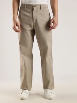 Calvin Klein - Men Brown Cotton Solid Trouser