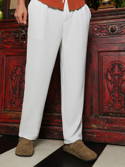 CAHOOT - Men White Textured Trouser