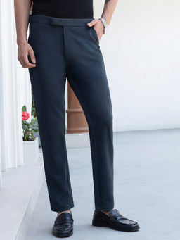 CAHOOT - Men Charcoal Polyester Blend Solid Trouser