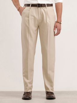WROGN - Men Anti Fit Pleated Beige Trouser