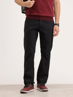 WROGN - Men Solid Straight Fit Black Trouser