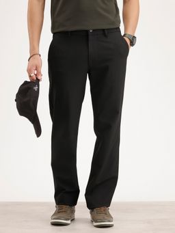WROGN - Men Solid Straight Fit Black Trouser